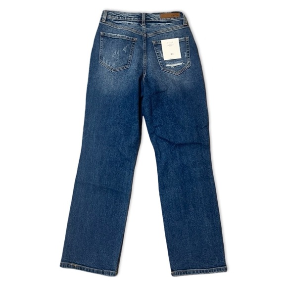 Cello High Rise Boyfriend Jeans in Dark Blue with distressed details Size 3 NWT - Picture 2 of 5